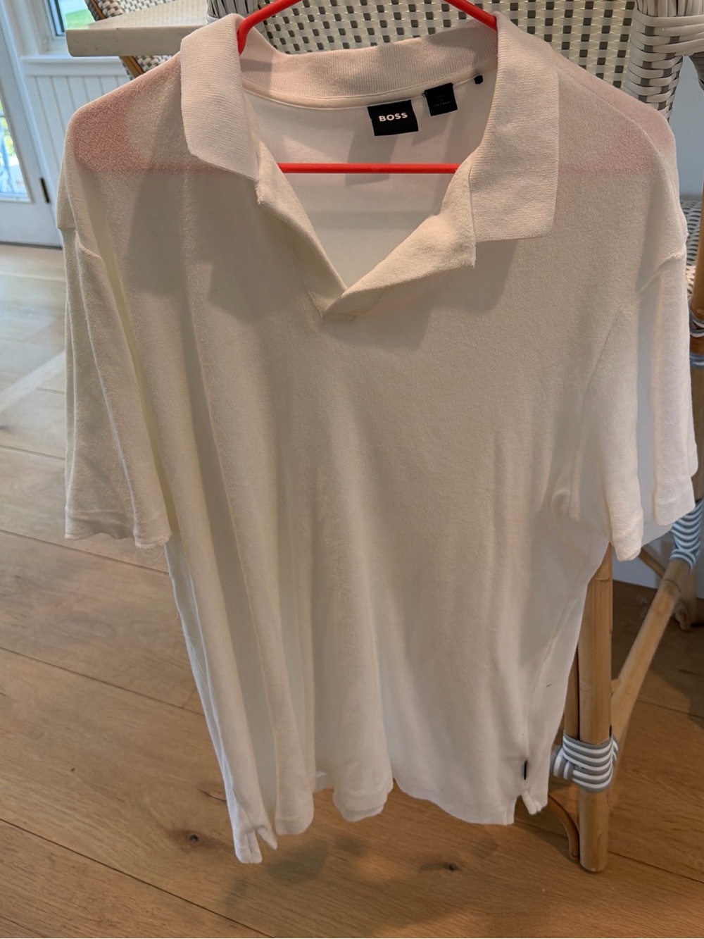 Men’s BOSS White Polo Shirt with Black Logo Tag